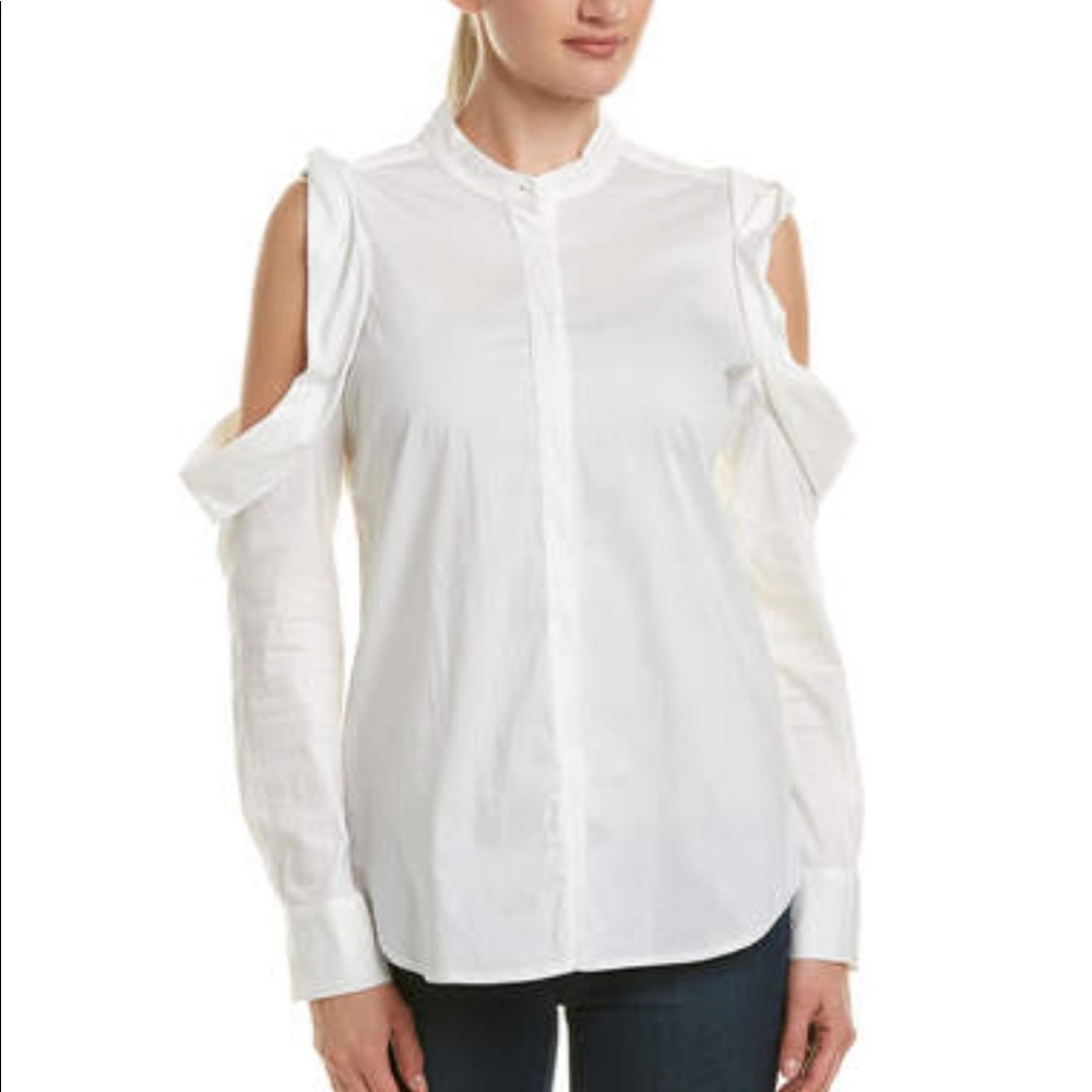 Bishop + Young Cuffed Cold Shoulder Button Down